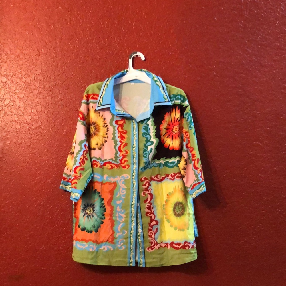 Colorful Floral Button-Up Shirt